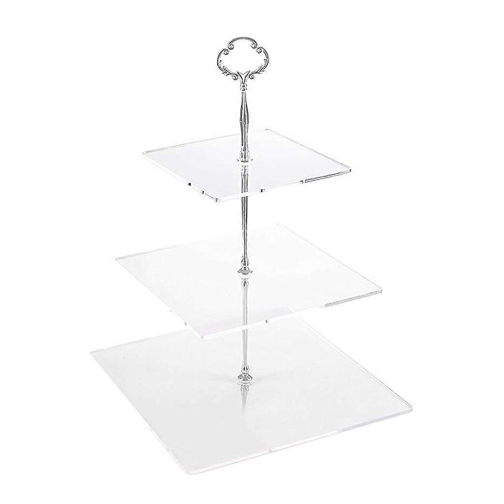 Acrylic Material 3 Tier Cake Holders Party Food Server Display Set Dessert Rack Slate Serving Set Golden Silver 2 Colors silver