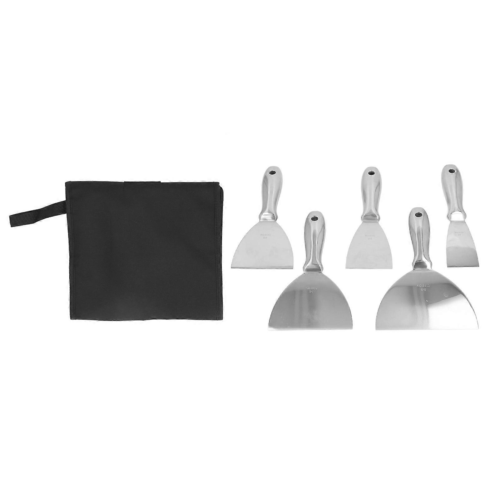 5PCS Putty Scrapers Stainless Steel Scraper Set Plaster Grout Putty Removal Cleaning Tool 2in 3in 4in 5in 6in Size