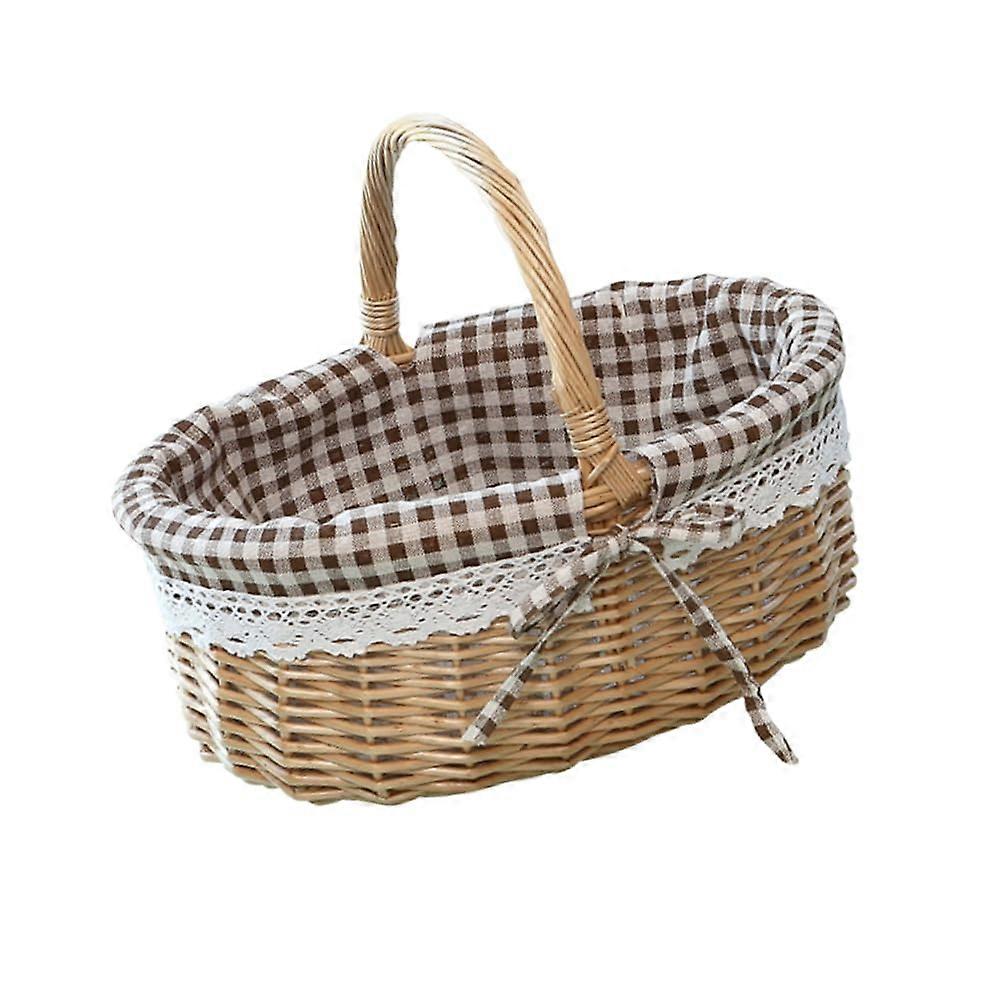 Handwoven Picnic Basket with Removable Lining for Storage and Decoration