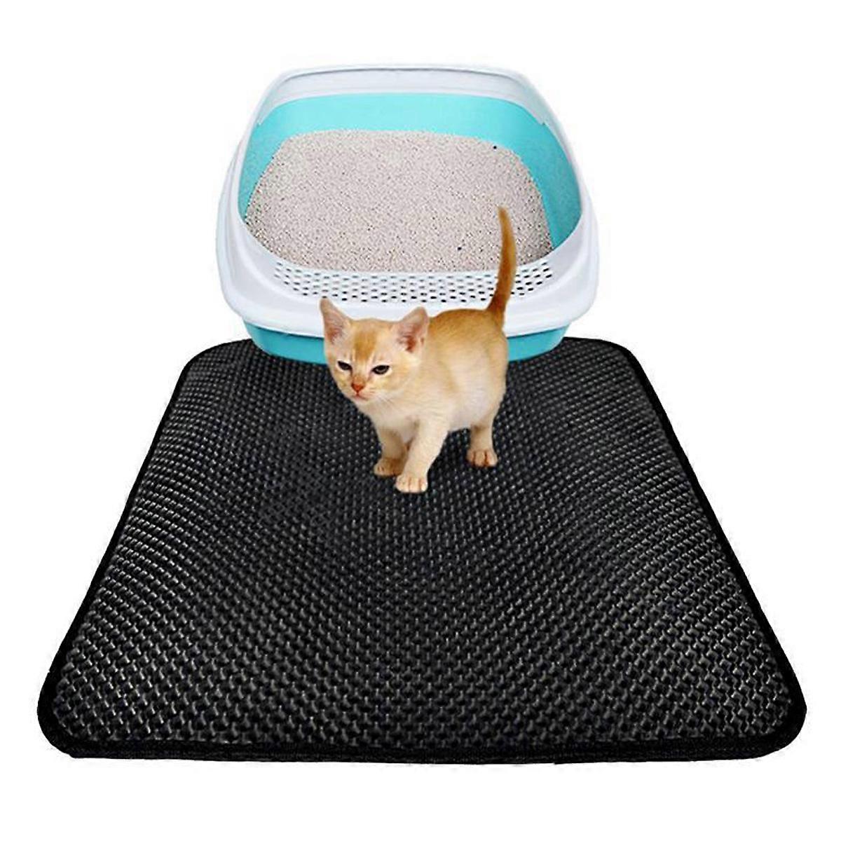 ペット猫のごみマットダブルレイヤーごみ猫ベッド防水パッドペット用ねこ砂用ボックスマット猫の家クリーンマットペット用品