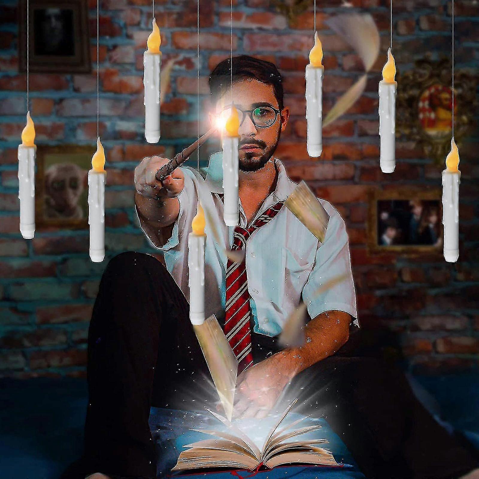 Bebetter Floating Candles With Wand Remote Control, 12 Pack Led Flameless Flickering Stick Candles Battery Operated Harry Potter Floating Candles comp