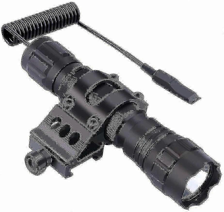 Tactical LED Flashlight with Push Button Switch and 45 Mounting Rail - Side Offset Ring