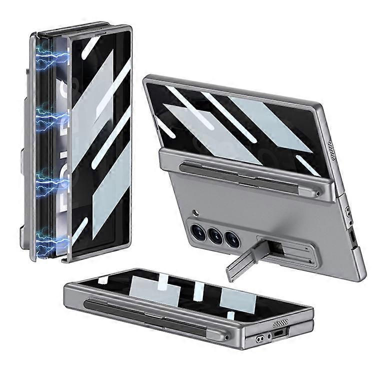 GKK Compatible For Samsung Galaxy Z Fold6 5G Case Hard PC Phone Cove with Privacy Tempered Glass Film Magnetic Hinge