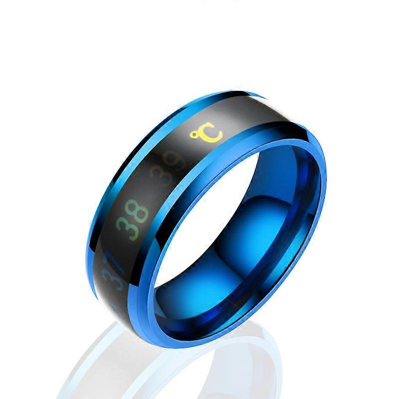 Smart Temperature Ring Stainless Steel Personalized Temperature Display Couple Ring, Size: 9