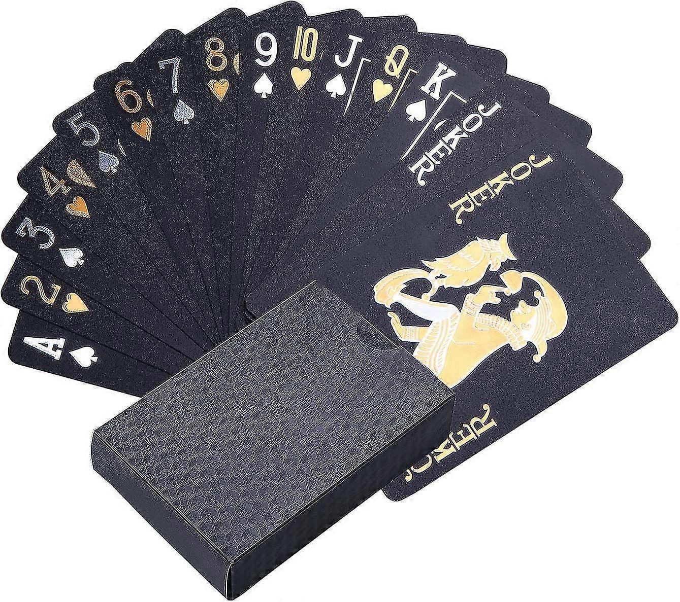 Black Playing Cards, Waterproof Cards with Cube Pattern On Back Of Cards, Deck Of Cards with Box for