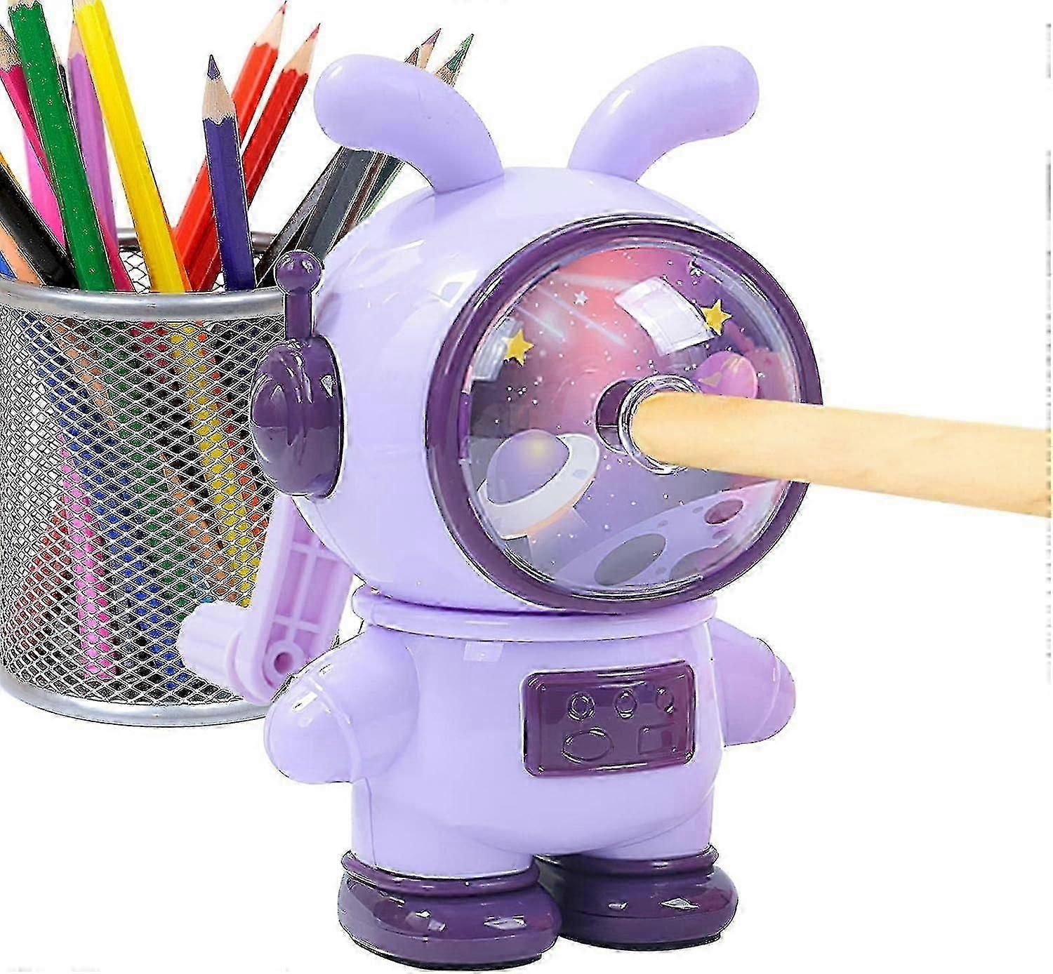 Pencil Sharpeners, 3 Gears Adjustable Colored Pencil Sharpener, Space Rabbit Shape High Capacity Shavings Tray, Manual Pencil Sharpener