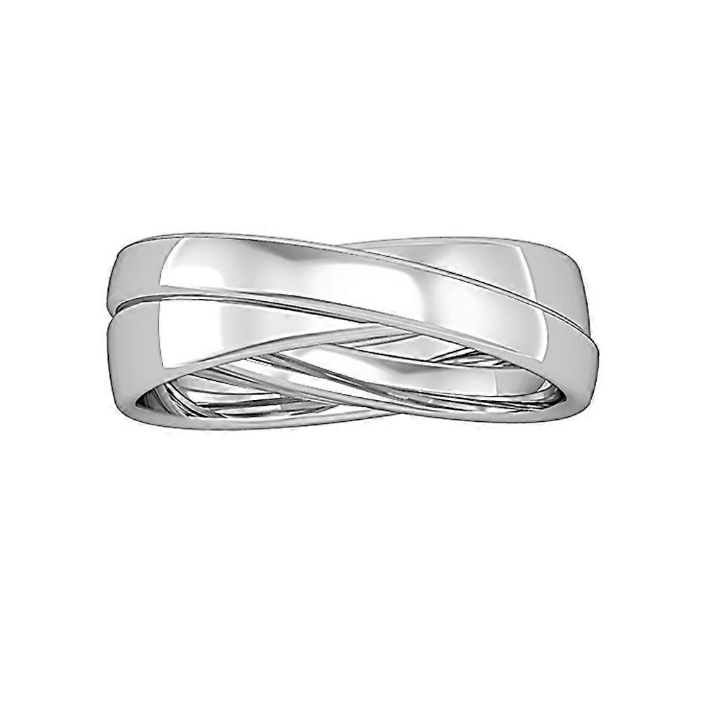 Jewelco London 18K 白金 2 环 Bombe Court 滚动结婚戒指 2.5 毫米 / 4 毫米
