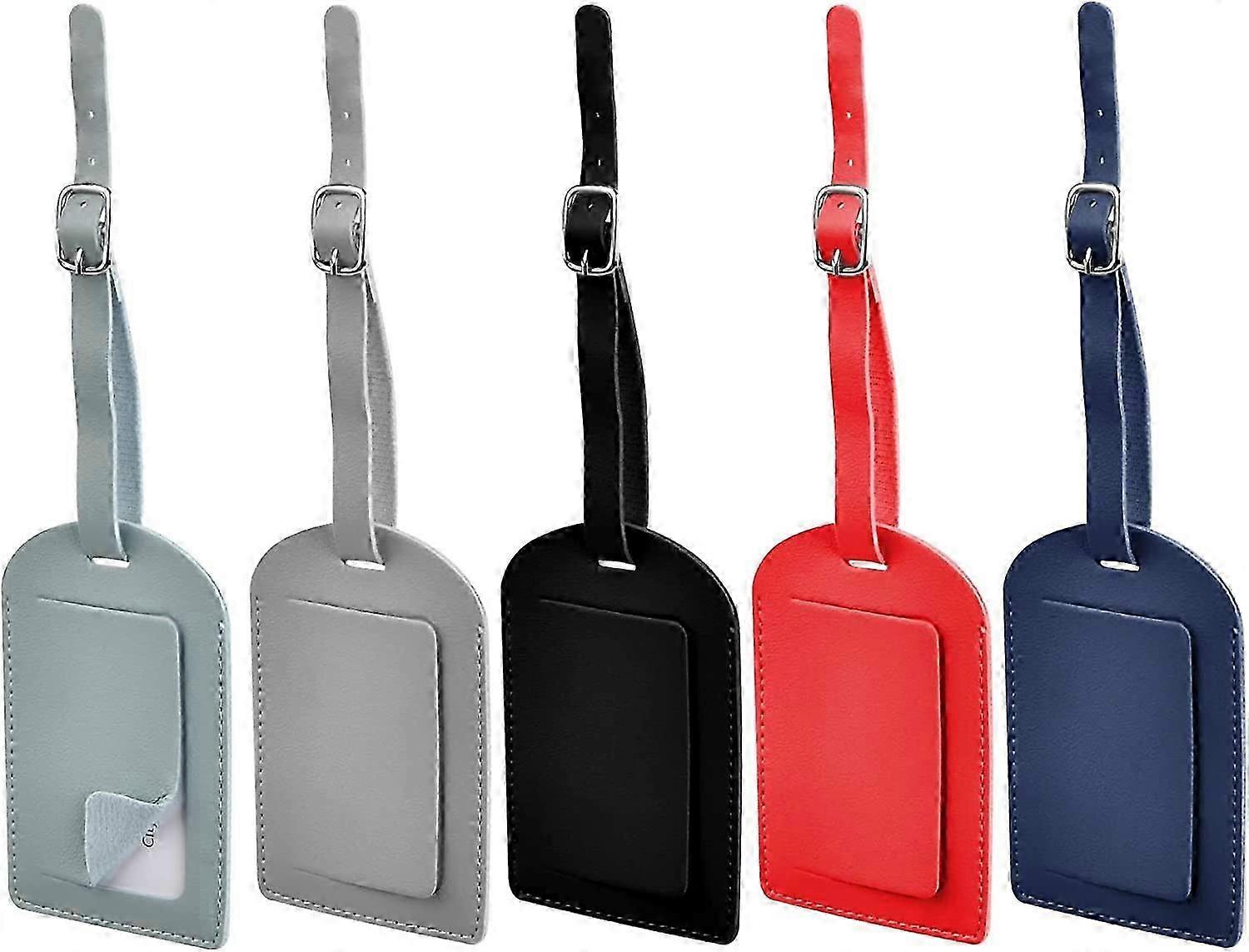 旅行用5個PUレザーラゲッジラベル、名前IDカードスタイル2付き旅行タグ