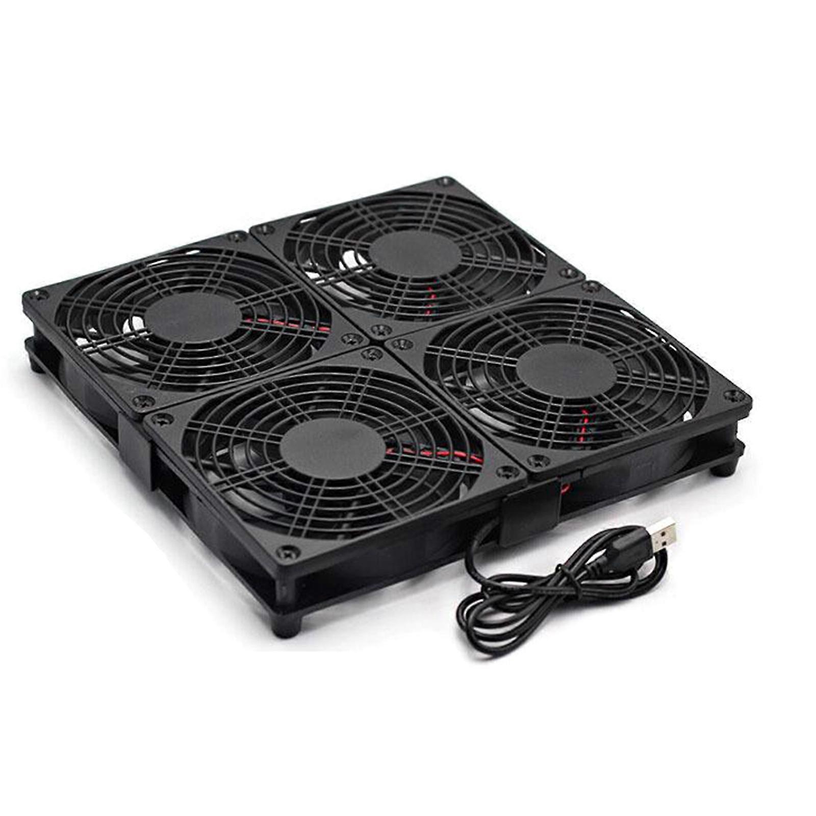 Compact 120mm Cooling Fan with USB Connection for Electronics, Server Racks, Networks Cabinets, and Laptop Overheating Prevention four fans
