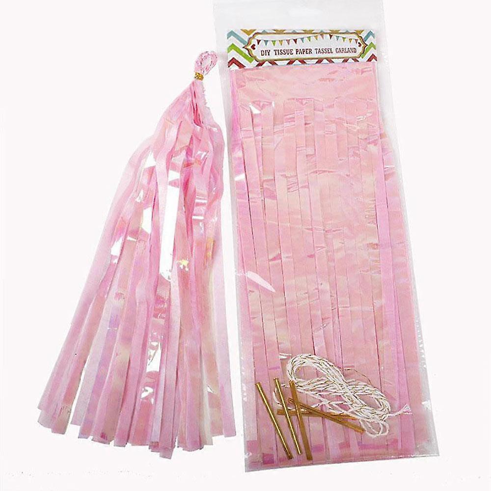 5Pcs/Pack Iridescent Paper Tassel With Double Layer Paper Banner For Wedding Christmas Birthday Mermaid Party Baptism Hanging Ornaments Decor