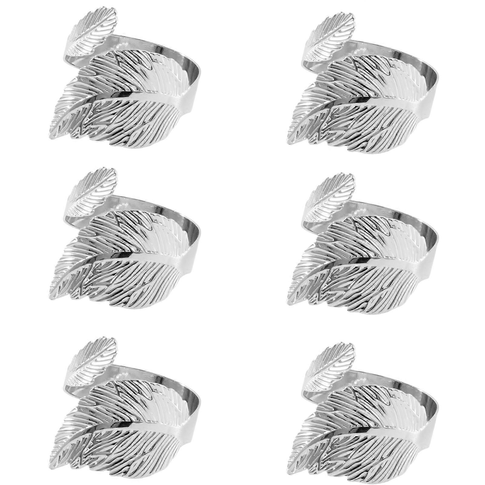 6pcs Multipurpose Metal Napkin Rings Feature Gold or Silver Leaf Pattern Unique Napkin Holders For Elegant Occasion