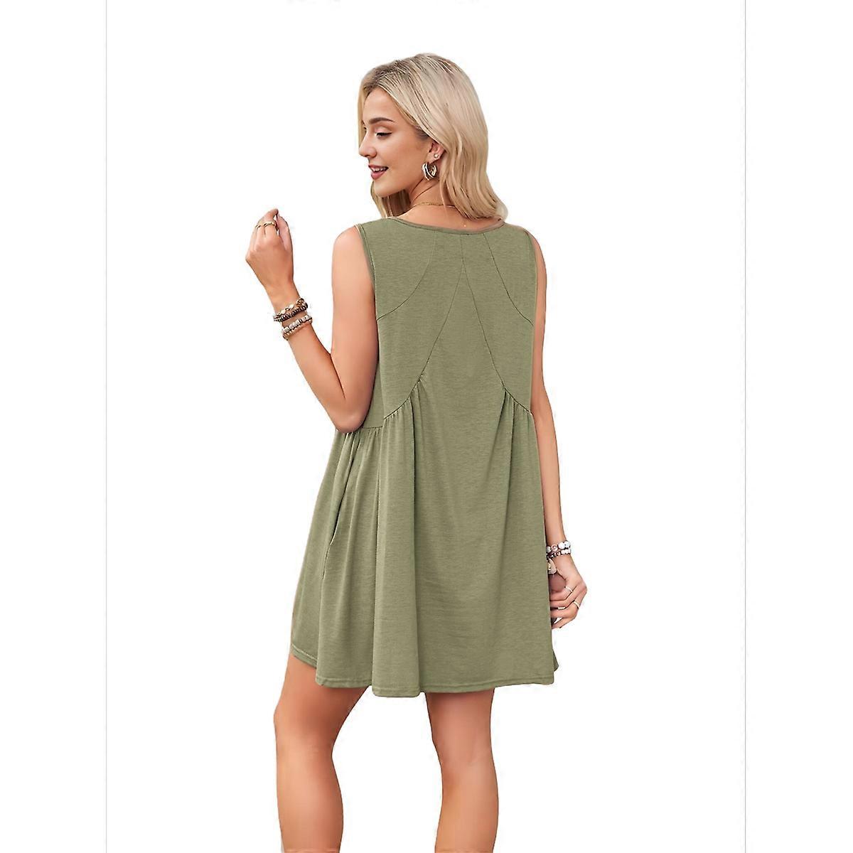 Mini robe sans manches gris-vert XS
