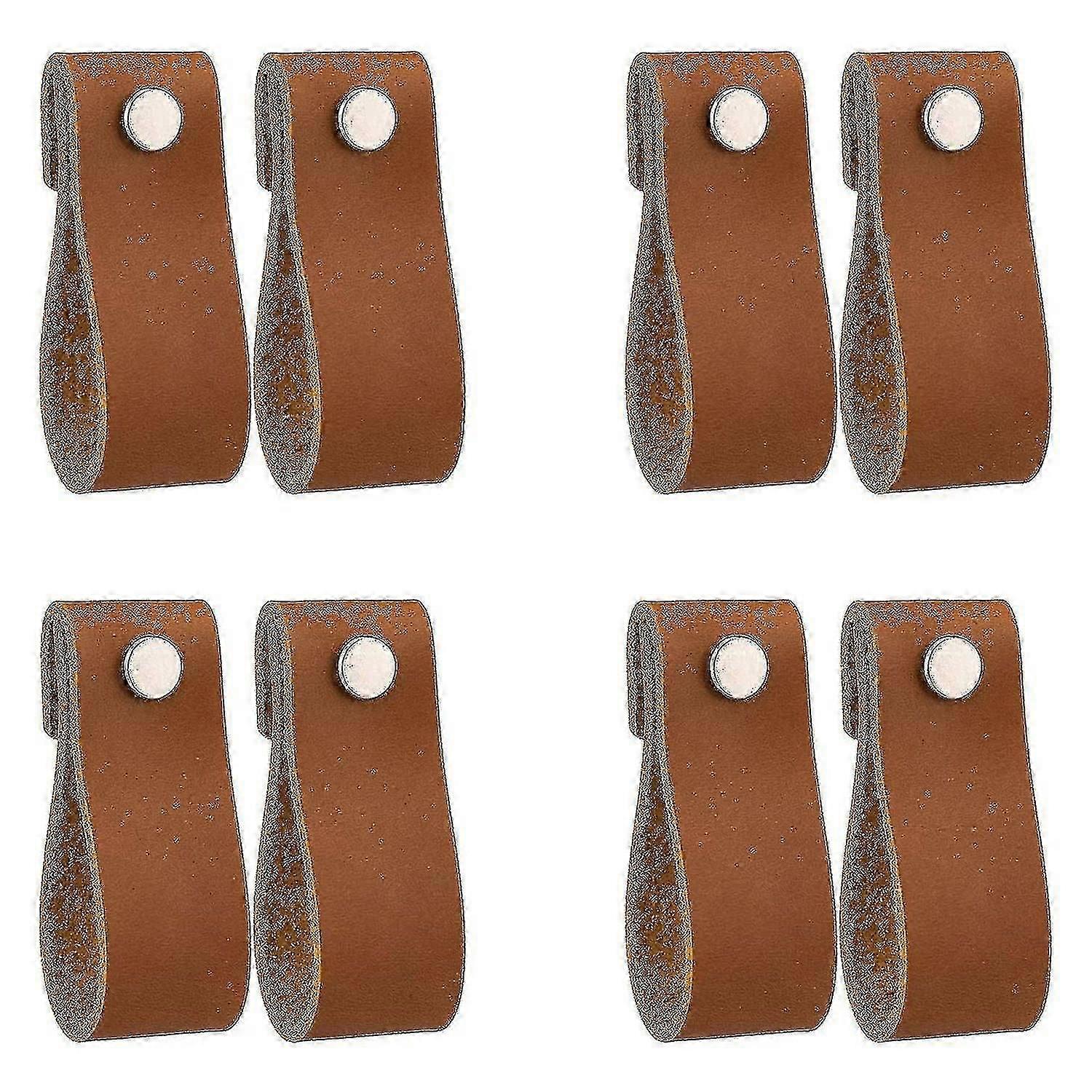 درج جلدي يسحب 8 قطع مقابض جلدية مصنوعة يدويا من الجلد الخالص لأبواب الخزانة