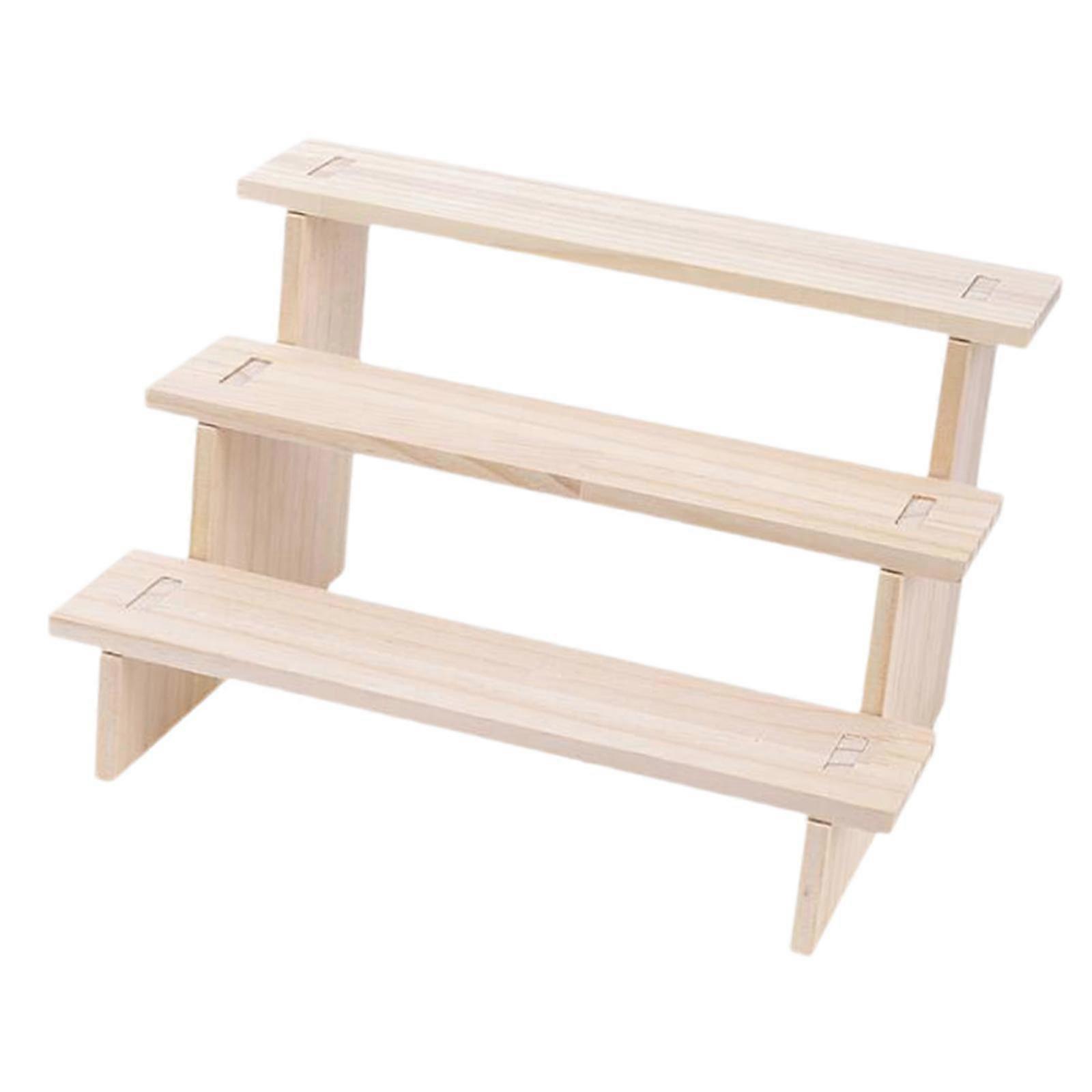 Wooden Display Riser Stand Showcase Countertop Action Figures Storage Shelf