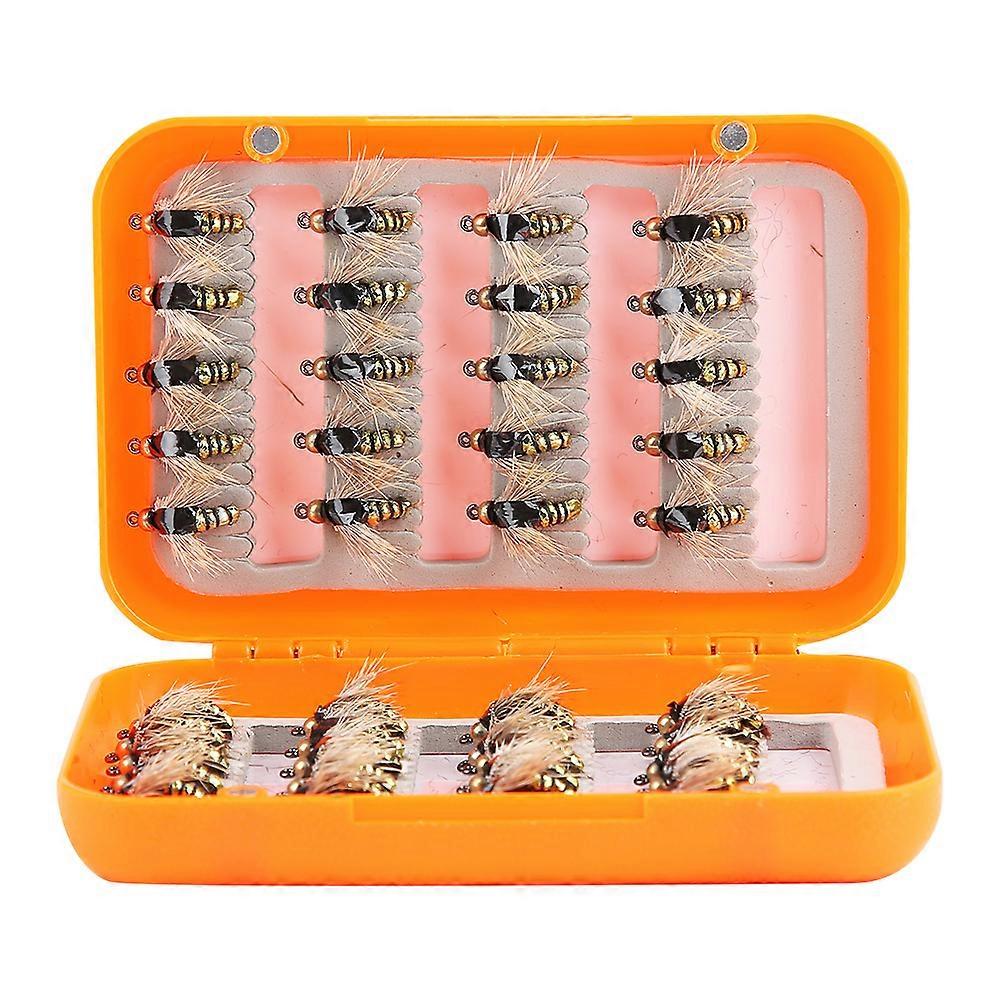 Lot de 40 mouches de pêche à la mouche réalistes, leurres pour truite, hameçons, boîte dorée