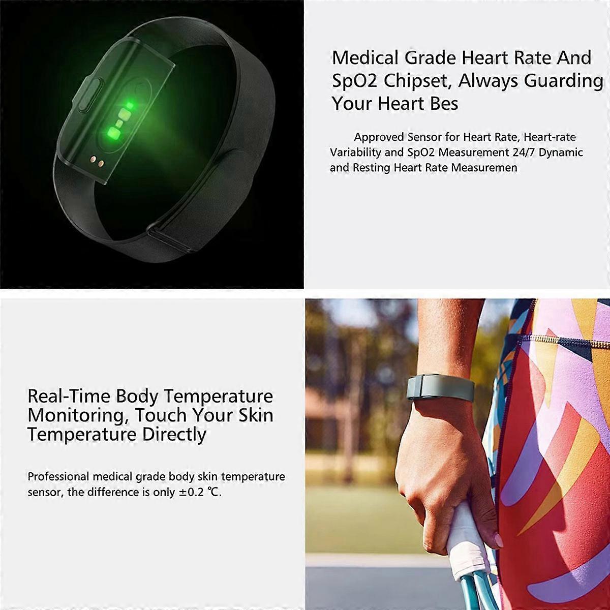 2208A Smart Bracelet Heart Rate Blood Pressure Monitor Black Gray