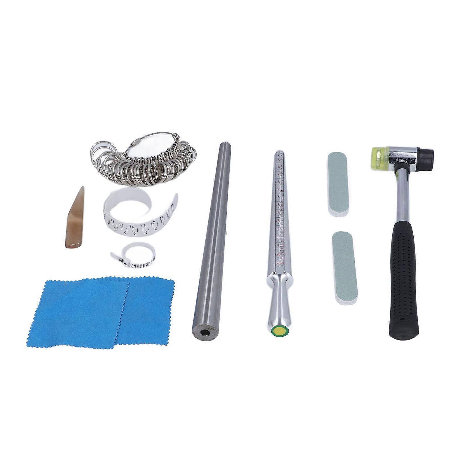 Jewelry Making Tools: Ring Sizer, Mandrel, Rubber Hammer & Solid Metal Bar Polishing Tool