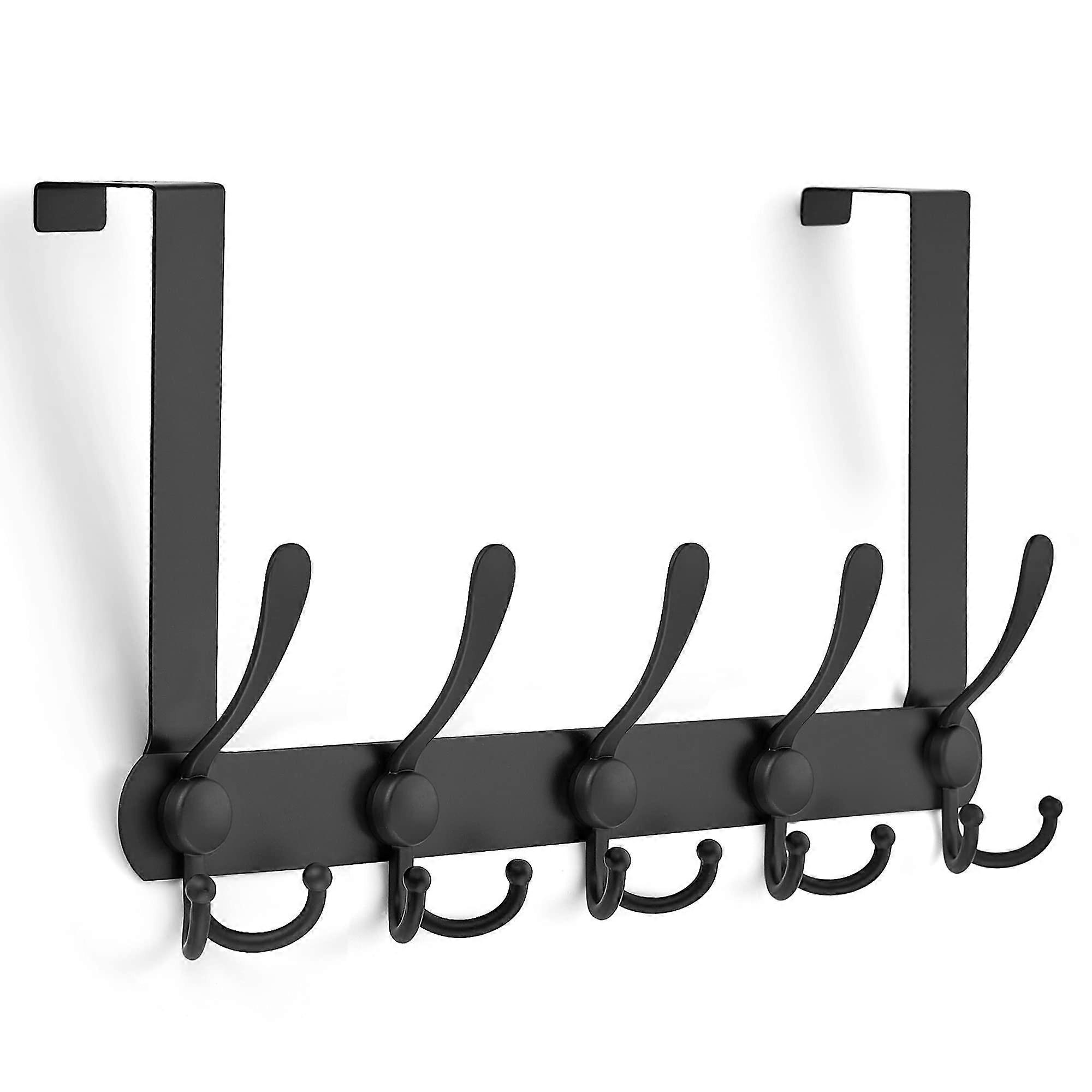 Ravinte Over Door Hooks Organizer, 5 Layer Towel Rack for Bathroom and Closet, Black Heavy-Duty Coat Hanger