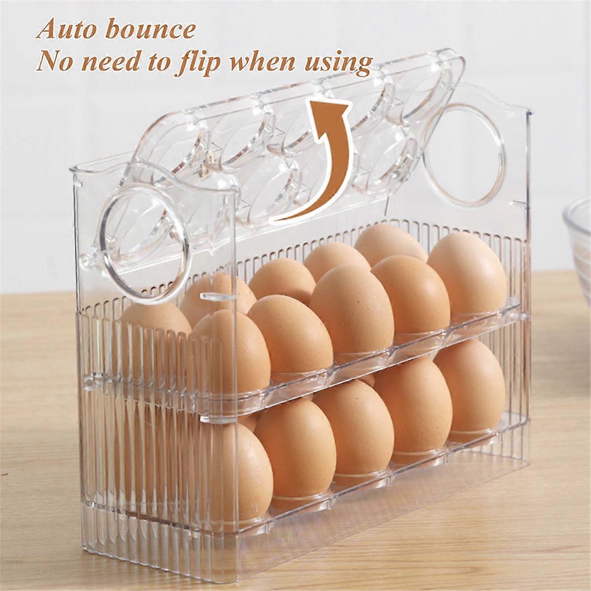 Refrigerator Egg Rack Flip Fridge Door Egg Storage Rack White