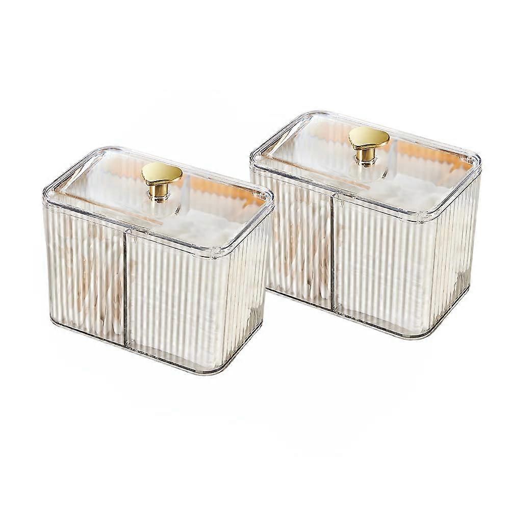 2 Transparent Dispenser Clear Translucent Square Shape Canister 3 Compartment for Bathroom