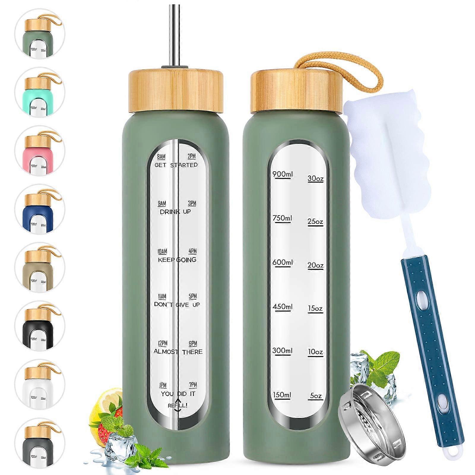 1 Pack Reusable Glass Water Bottle for Drinking 32 oz
