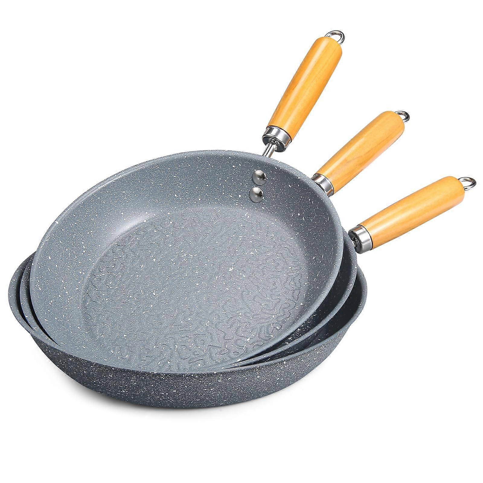 3 Pieces Frying Pan Set Nonstick Stone Coating for Cooking Eggs Induction Cooking 8' 10' 12'