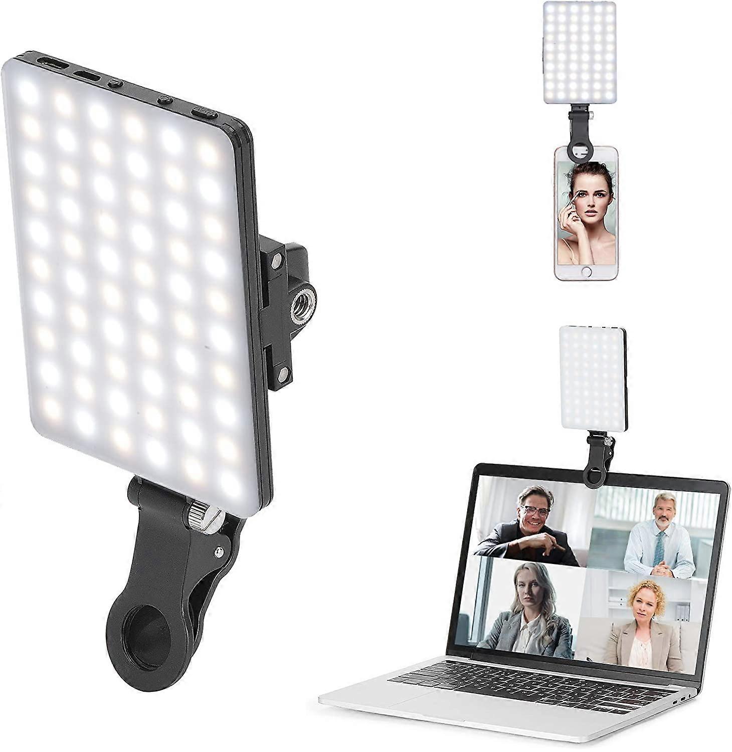 LED Clip-On Video Light for Phone, 2000mAh Rechargeable, 10 Brightness Levels, 3 Color Modes, CRI 95+, Ideal for TikTok and Zoom Calls