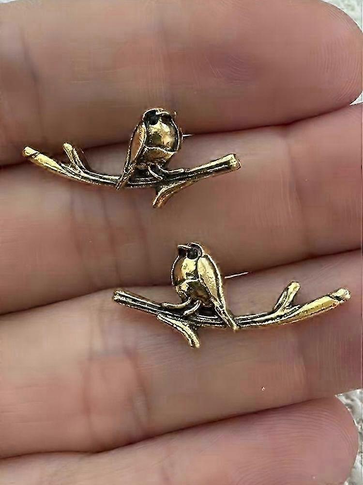 Silver Robin Bird Stud Earrings