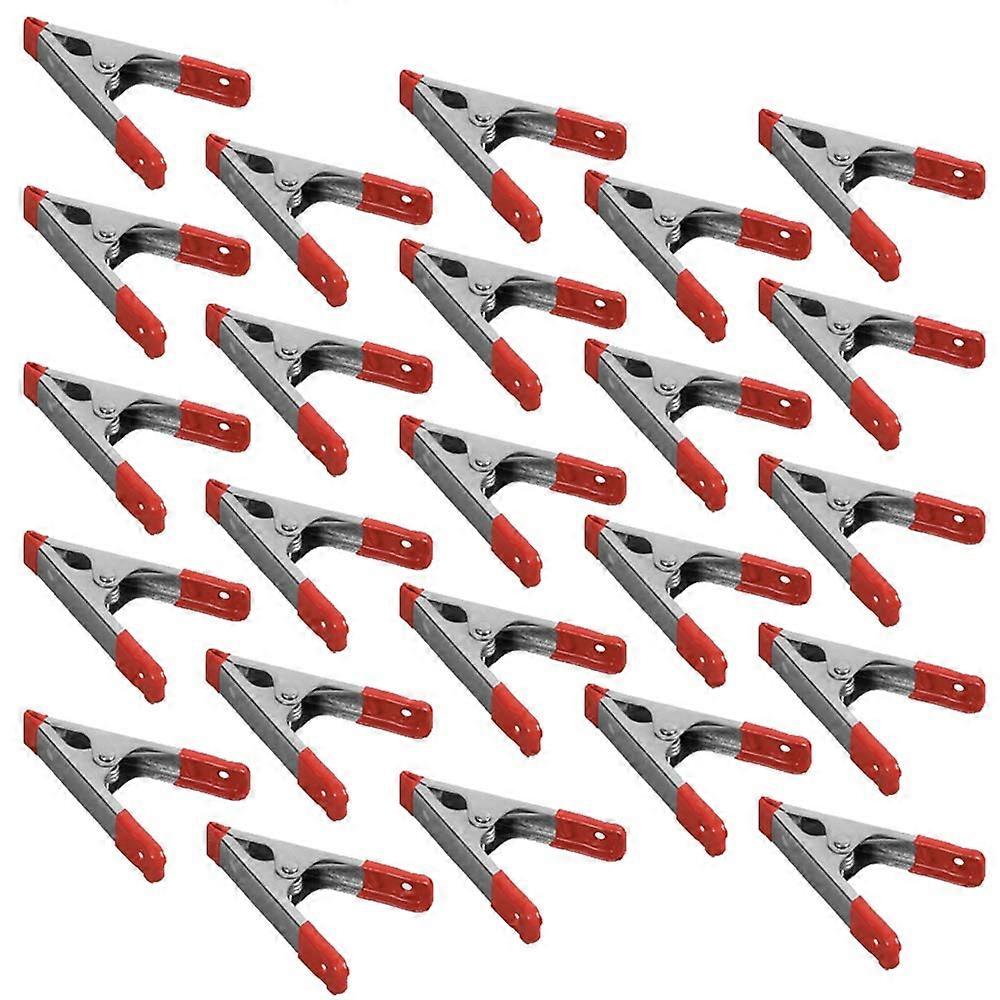 4 Inch Metal Spring Clamps with Red PVC Coated Handle and Tips for Strong Grip, Pack of 24