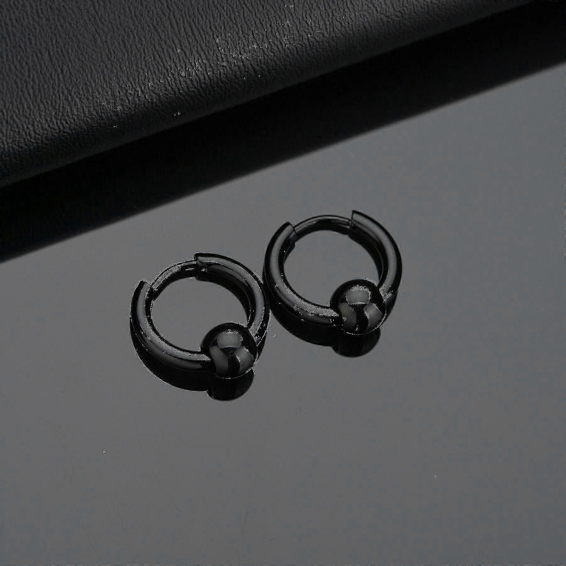 Rustfrit stål Hoop øreringe til mænd og kvinder - Allergivenlig metalkugle design, Hip Hop Style