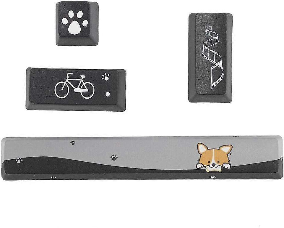 Computer (Black) DIY Replace Keycaps 4 Pcs for Mechanical Keyboard Space+ESC+Enter+Numpad Enter Button Mini Black Dogs Pattern PTB Keycaps