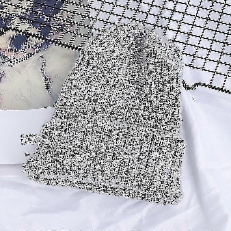 Casual Winter Warm, Solid Wool Knit Beanie Cap