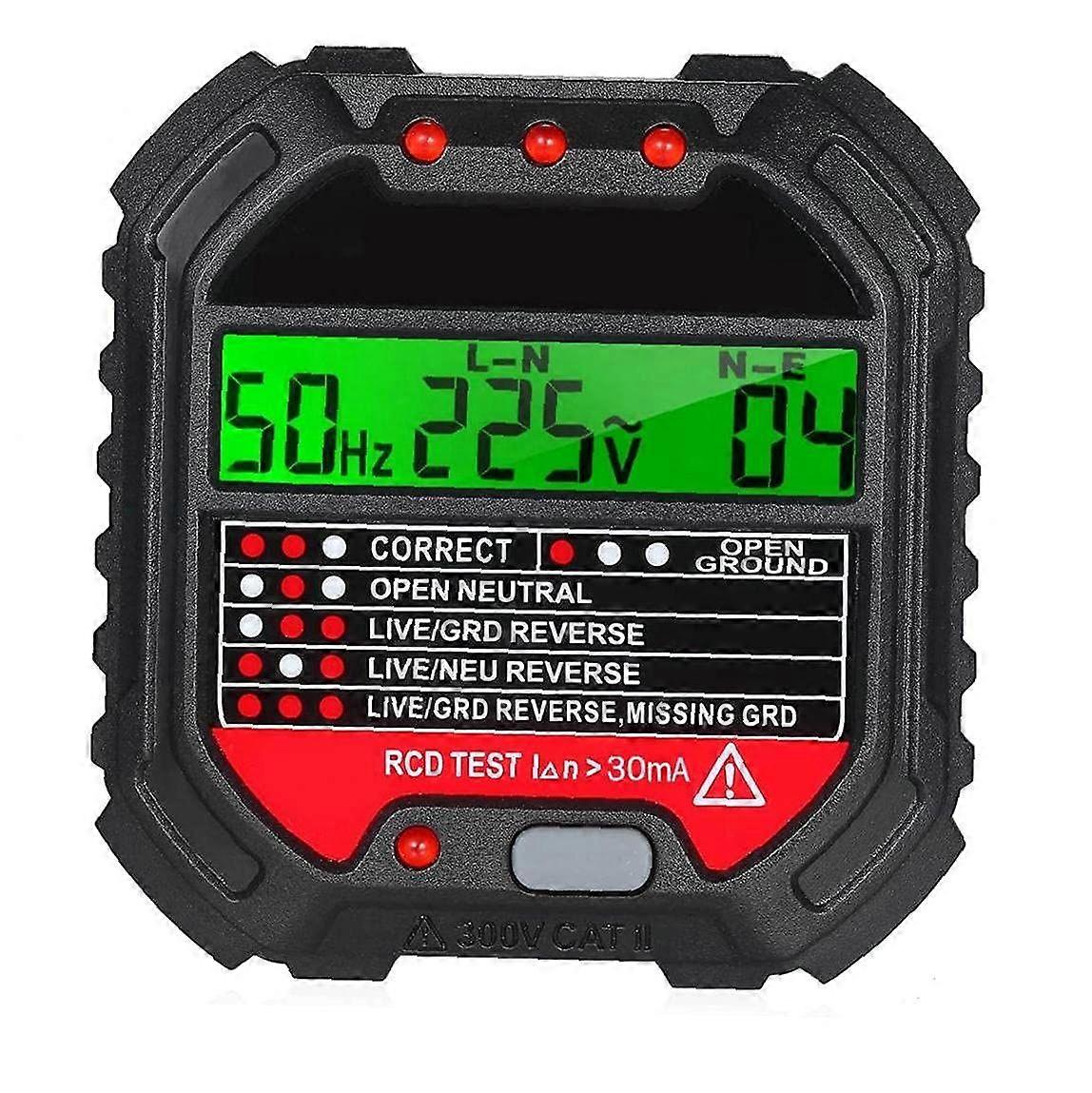 HT107 Multifunction Plastic RCD Socket Tester Auto Outlet Detector with LCD Display Results Quick Test