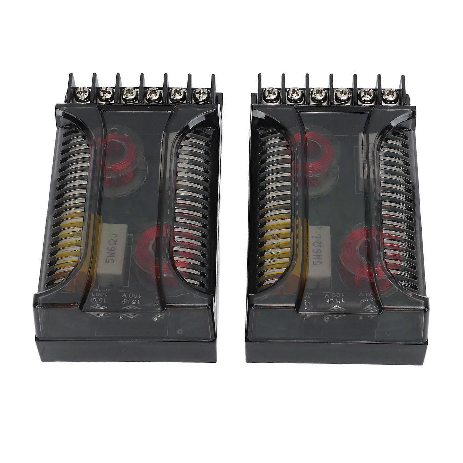Car Audio Frequency Divider, 2 Pcs 12V Universal Car 2 Way Audio Crossover Overcurrent Car Autio Speaker Frequency Divider