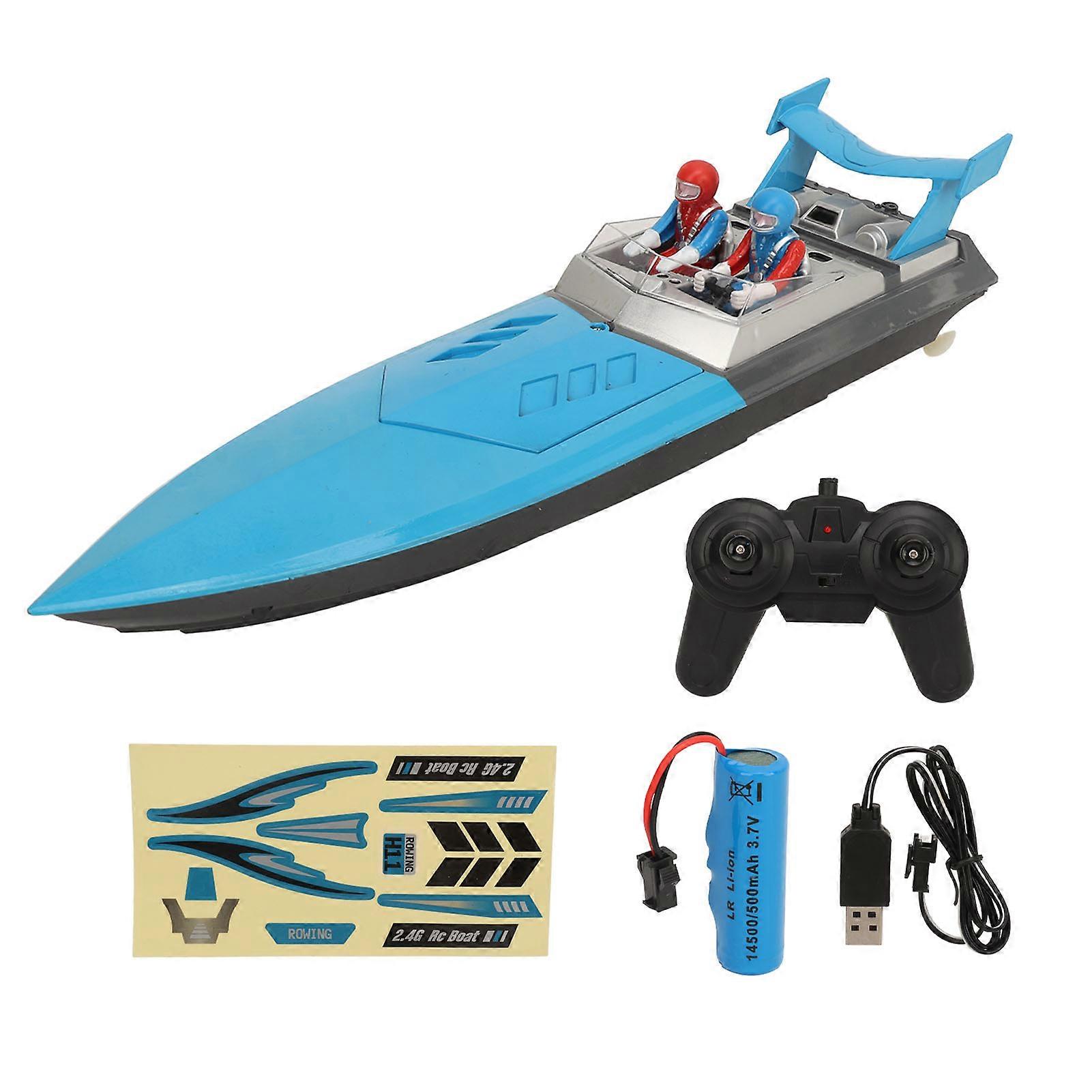 Blue Mini RC Sailboat with 2.4G Remote – 50-100m Range & High Speed