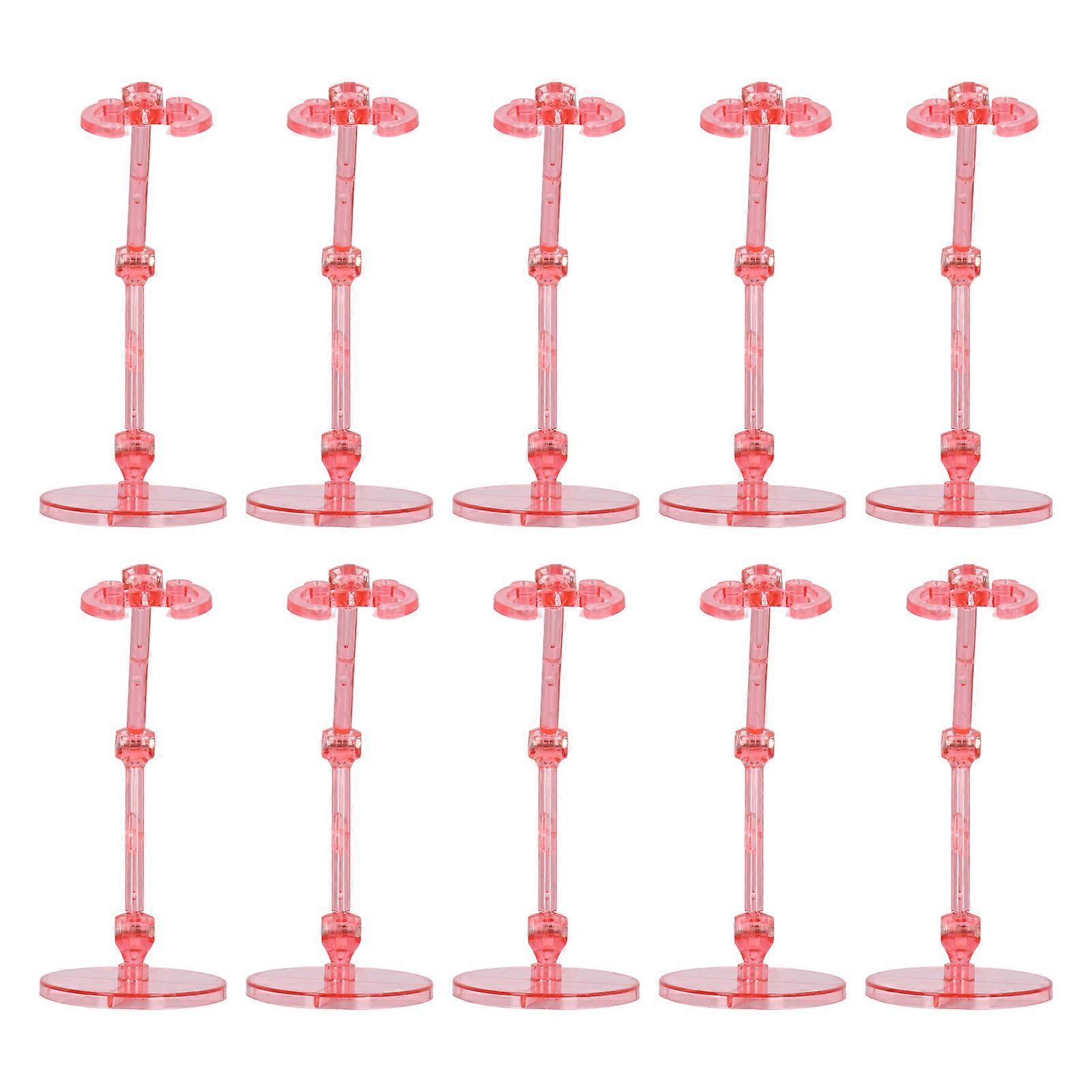 10PCS Action Figure Stand Plastic Translucent Doll Model Support Display Holder Base for 6 Inch Dolls Pink