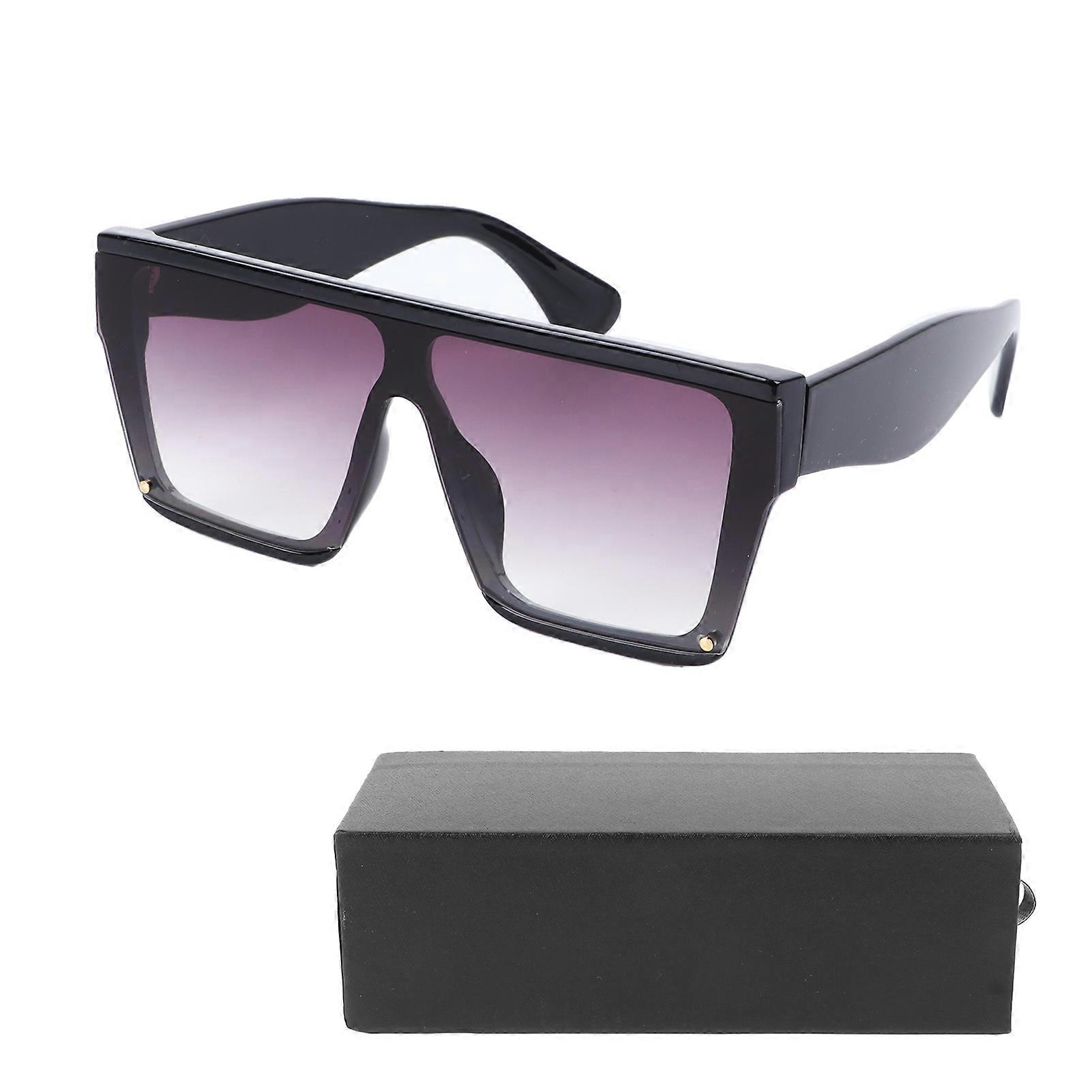 Square Oversized PC Black Gradual Purple Gray Lens UV Protection Square Frame Sunglasses for Women