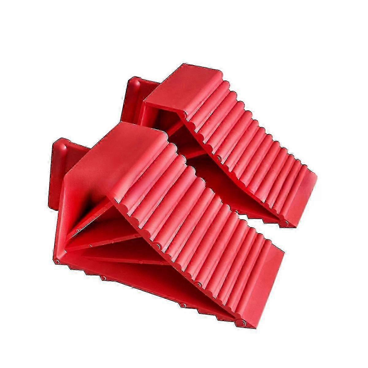 2-Pack Heavy Duty Plastic Wheel Chocks for RVs, Trailers & Trucks - Red