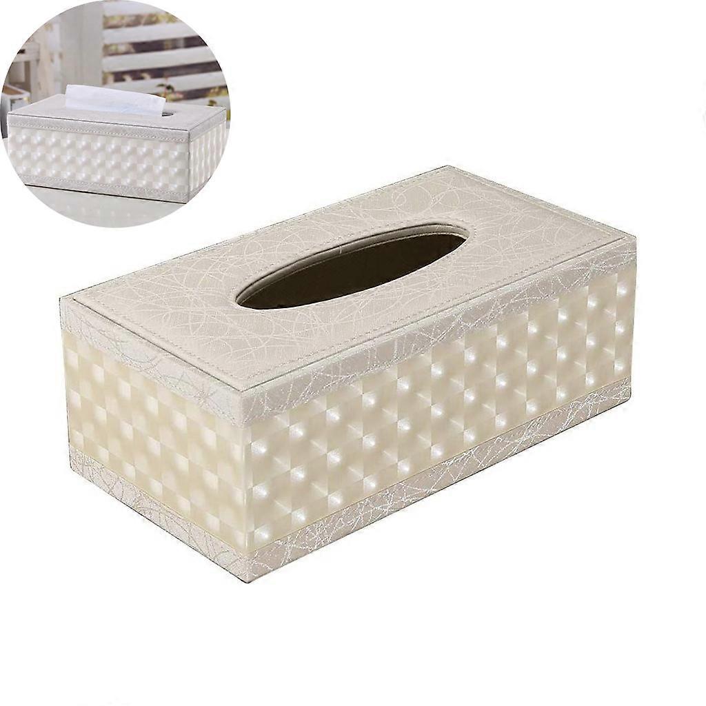 Rectangular Leather Tissue Box For Home/Office/Car（White）