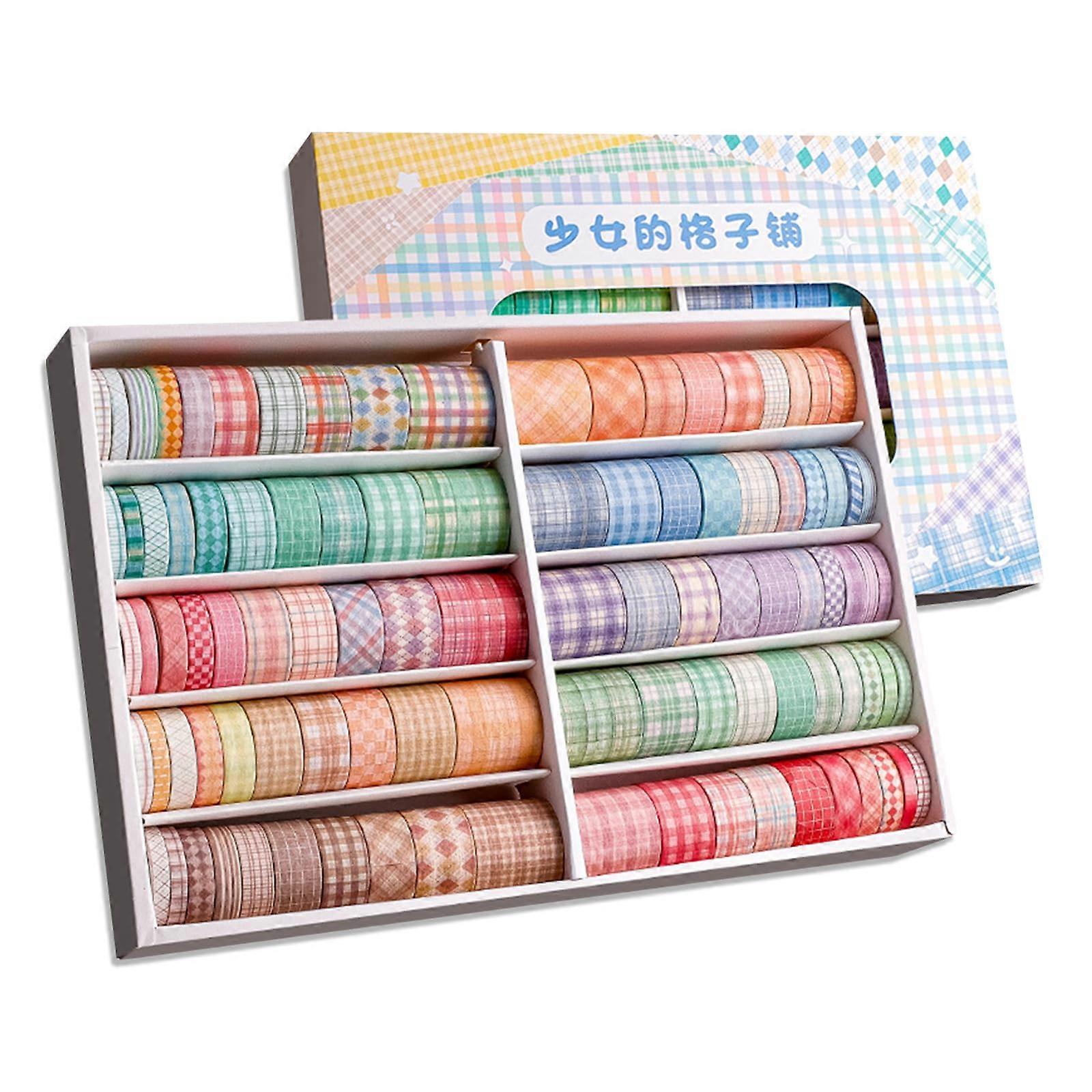 Lattice Washi Tape Set, 100 Rolls, 5/8/10/15/20/30mm Wide, 6.56ft Long Ref: 3829