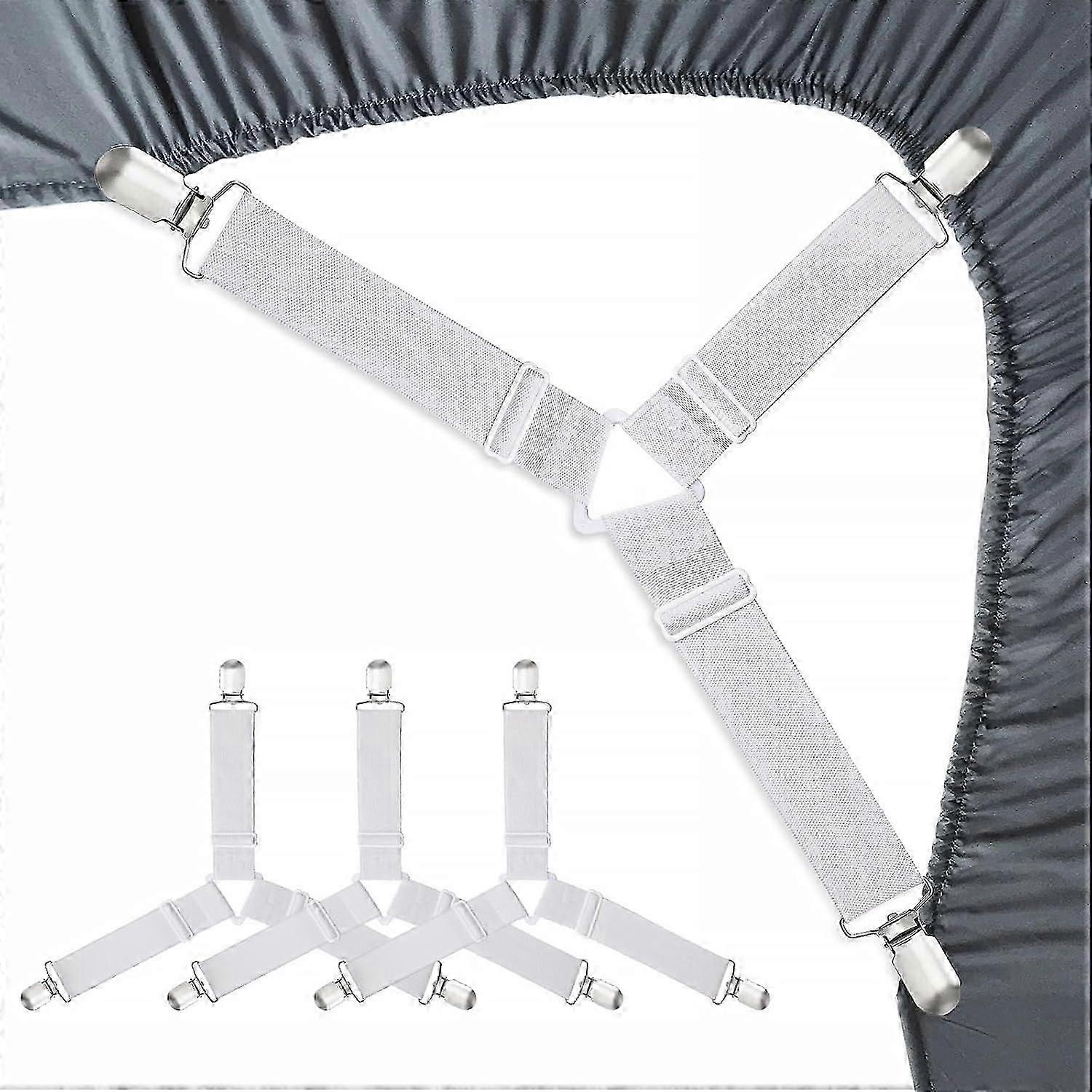 Bed Sheet Holder Straps Fitted Sheet Keepers Bedsheet Holders Fasteners - Elastic Adjustable Bedsheet Holders for a Wrinkle Bed Sheet