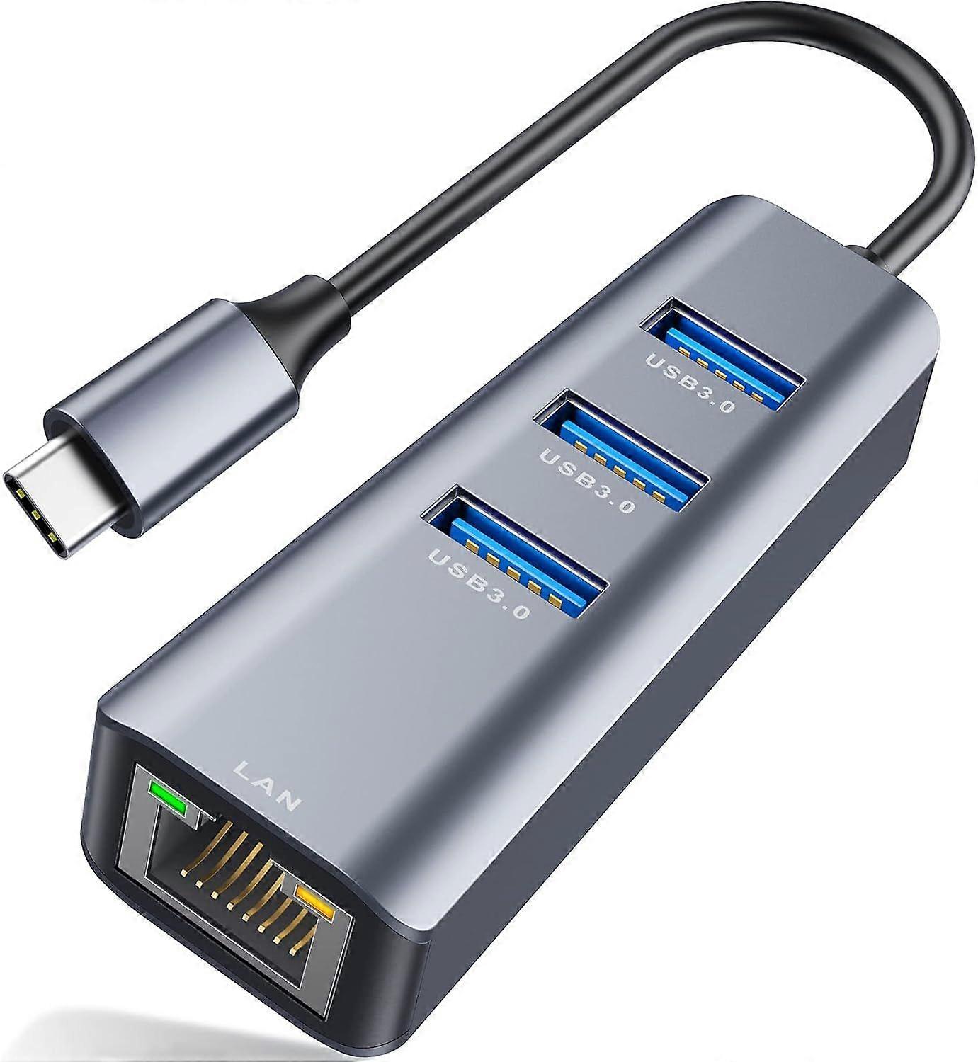 2025 Neuestes Modell USB C zu Ethernet Adapter, 4-in-1 RJ45 auf USB-C / Thunderbolt 3