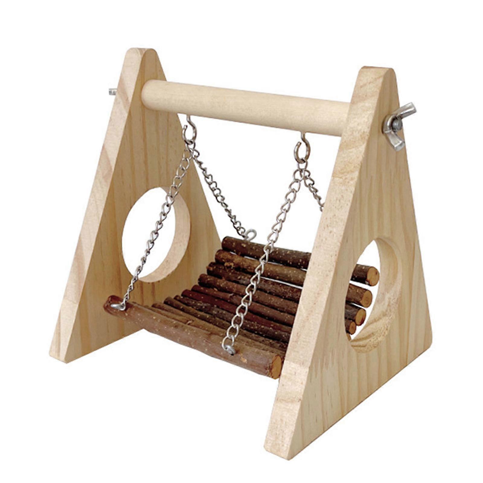 Wooden Bird Cage Swing Accessory Hanging Bed And Chew Toy For Pet Bird Entertainment