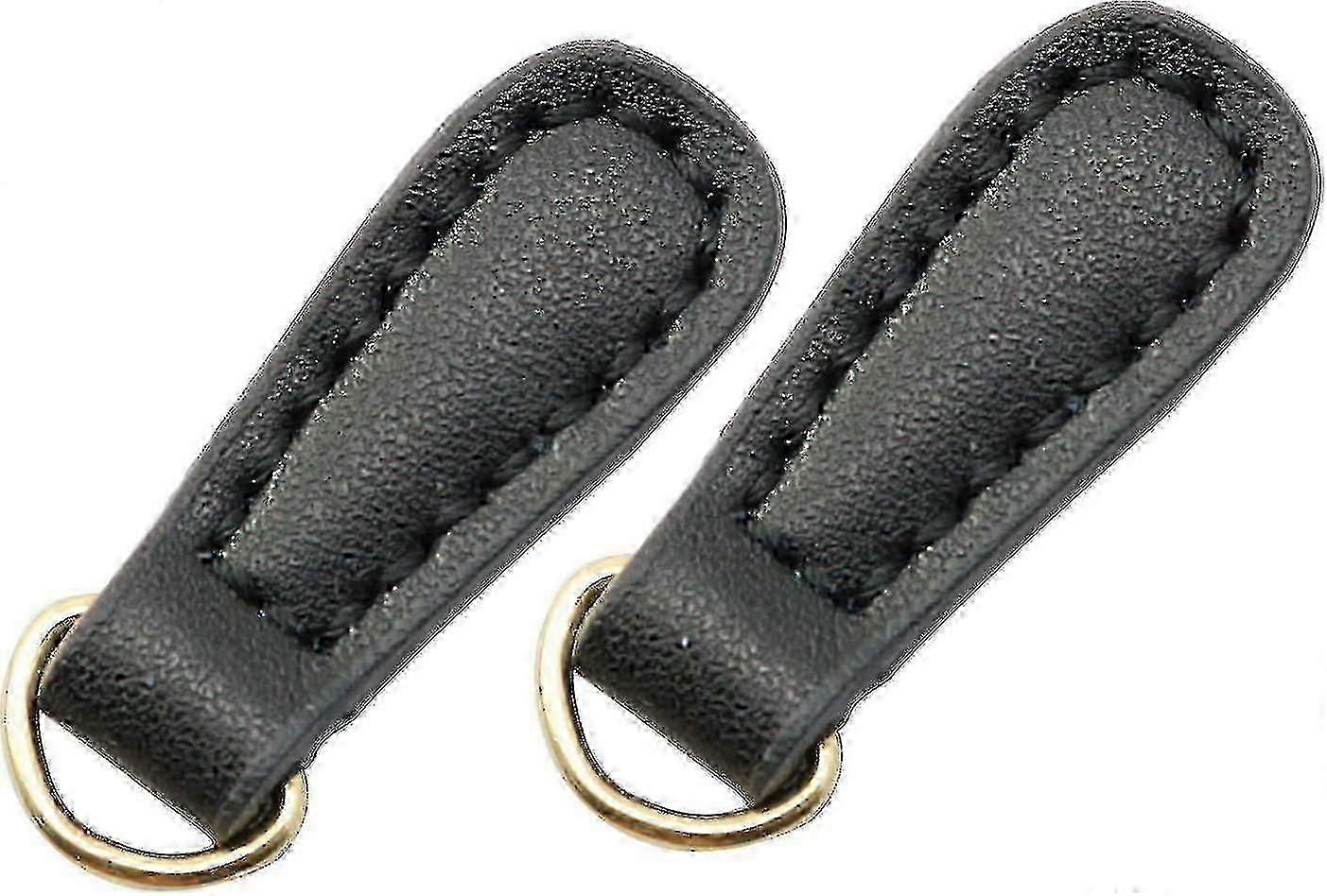 2pcs Genuine Leather Zipper Pulls Black Pull Strap Cord Zipper Pullers Durable Boot Jacket Bag Purse Accessories