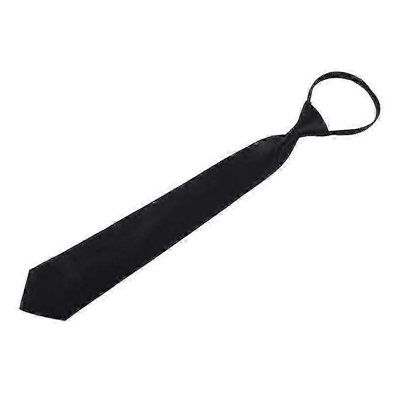 Matte Black Clip-On Tie for Men & Women, Security Necktie for Doorman, Steward, Funeral Attire