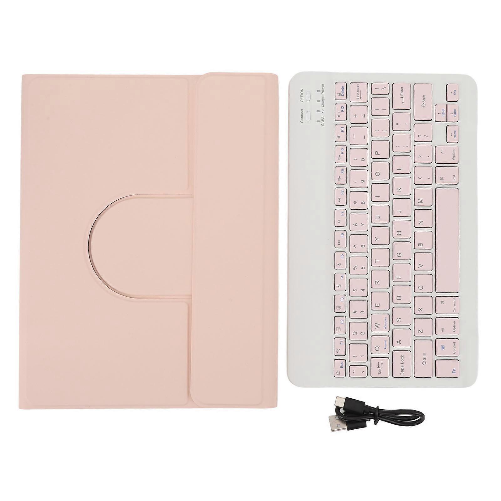 Tablet Case PU Leather Magnetic Detachable Bluetooth Keyboard Tablet Cover with Pencil Holder for IOS Tablet 10.2 Inch 7th 8th 9th Gen Pink