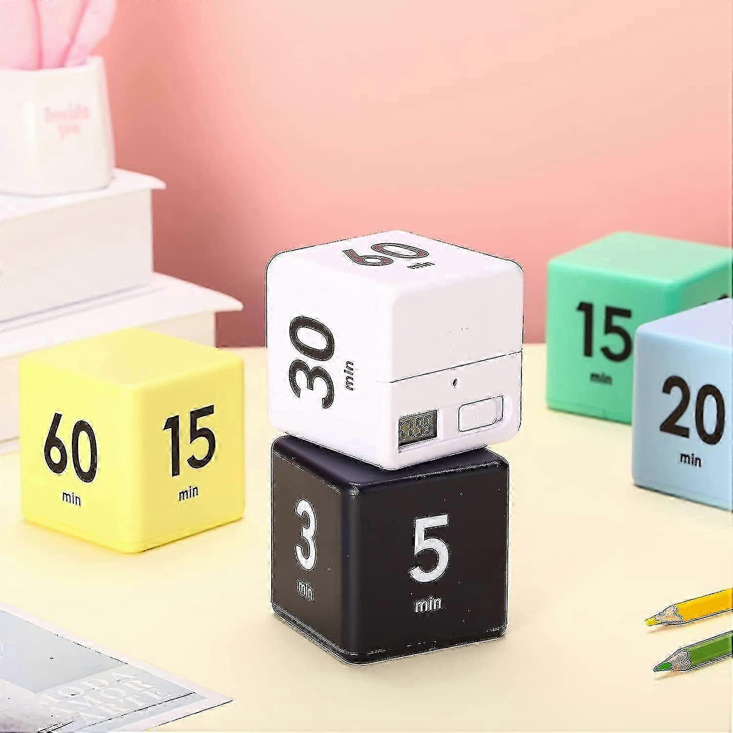 Cube Kitchen Timer 2-Pack with Gravity Sensor Flip Timer, 1/3/5/10 Minute Countdown for Time Management
