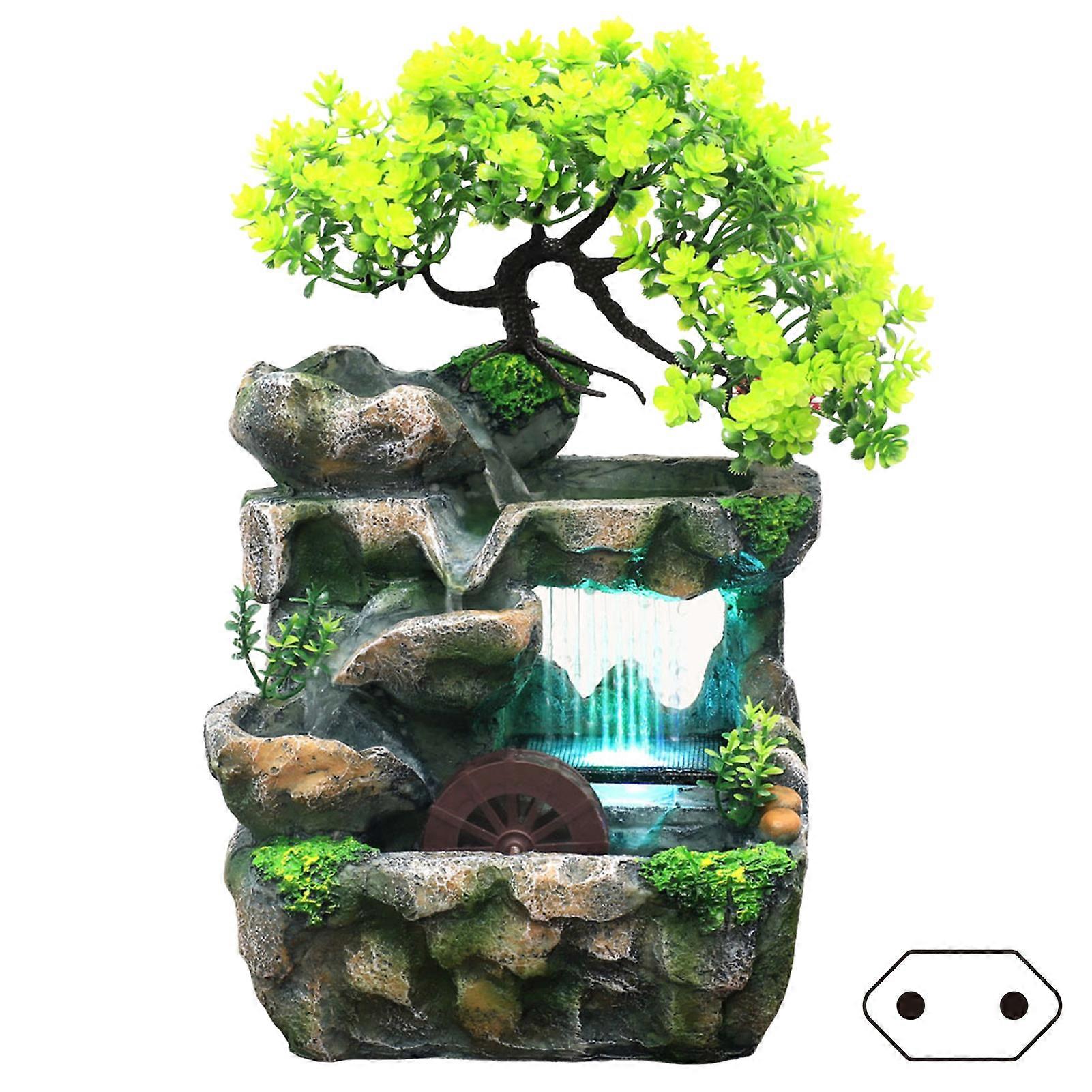 Tabletop Waterfall Fountain - Realistic Small Rockery with LED Light & Atomized Water Feature, Perfect Gift for Friends & Family