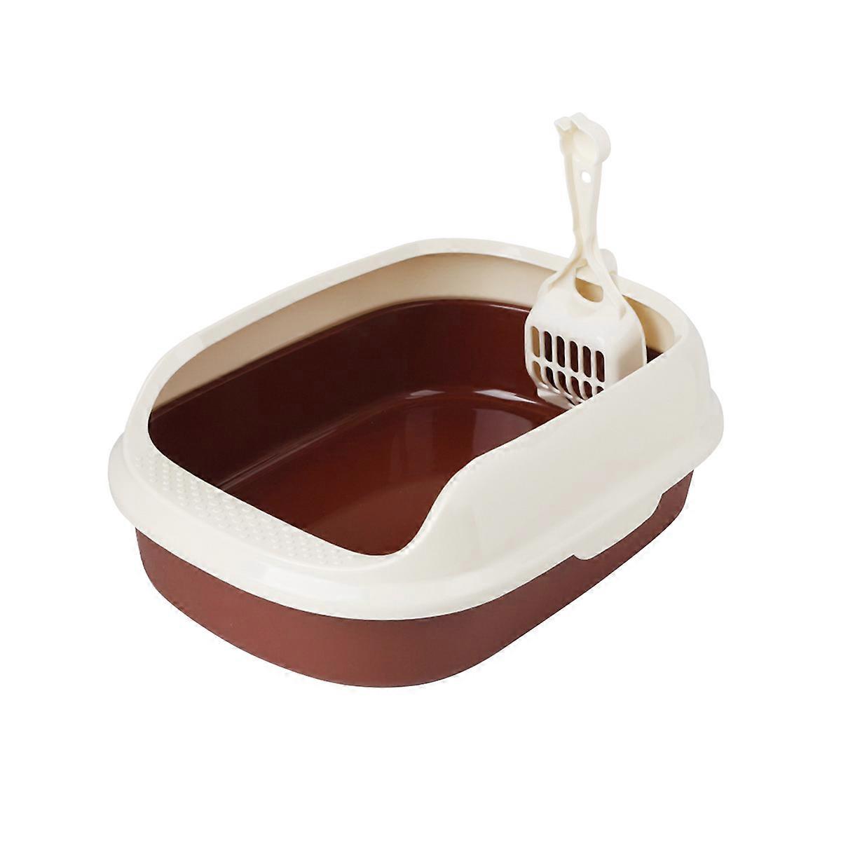 S Size Double Layer Self Cleaning Cat Litter Box with Anti Splashing Design in Coffee Color 2pcs