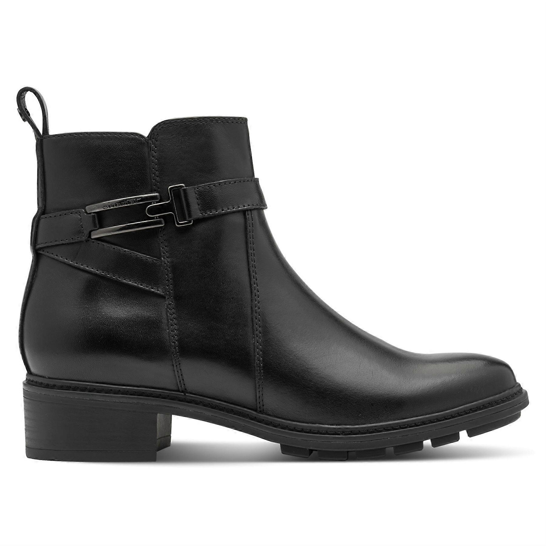 Tamaris Womens Black Leather Zip Ankle Boots Ladies Biker Casual Everyday Booties